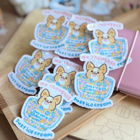 No Thoughts Just Ice Cream sticker