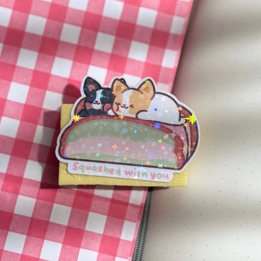 Corgis meets Ice cream Sandwich Vinyl Sticker (SG60)