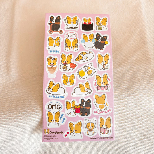 Cozy with Corgiyolk Sticker Sheet