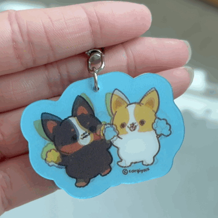Cheering Corgis - Lenticular Acrylic Keychain