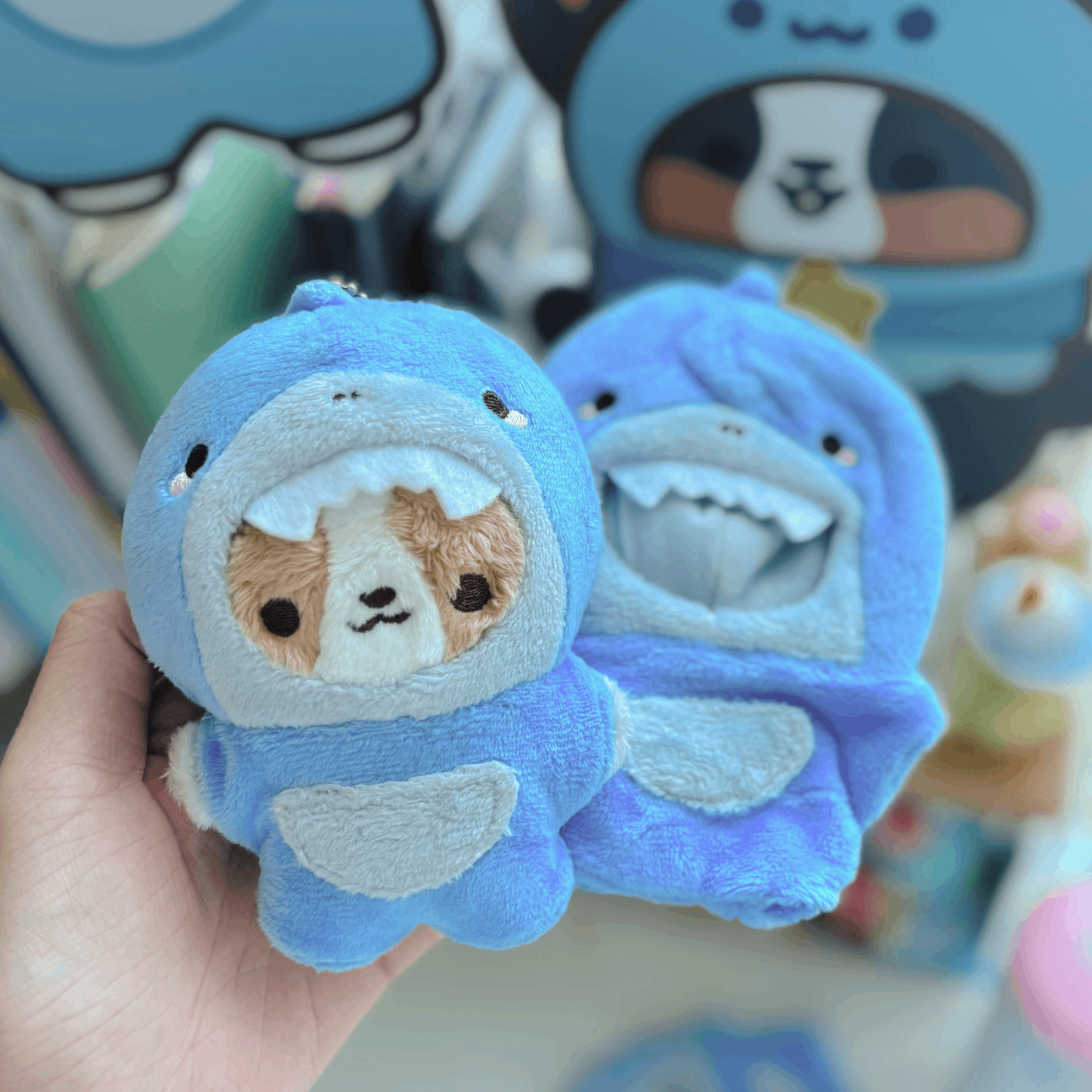 Corgi Plush Keychain Outfit (Shark Onesie)