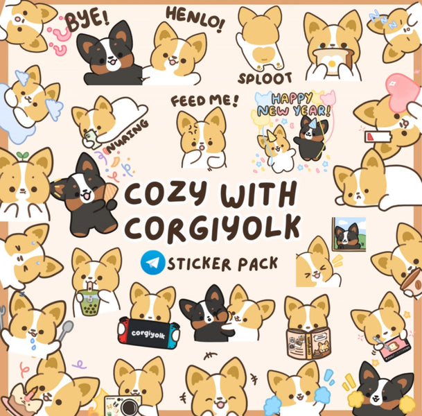 Cozy with Corgiyolk sticker pack  - Free Download ✨