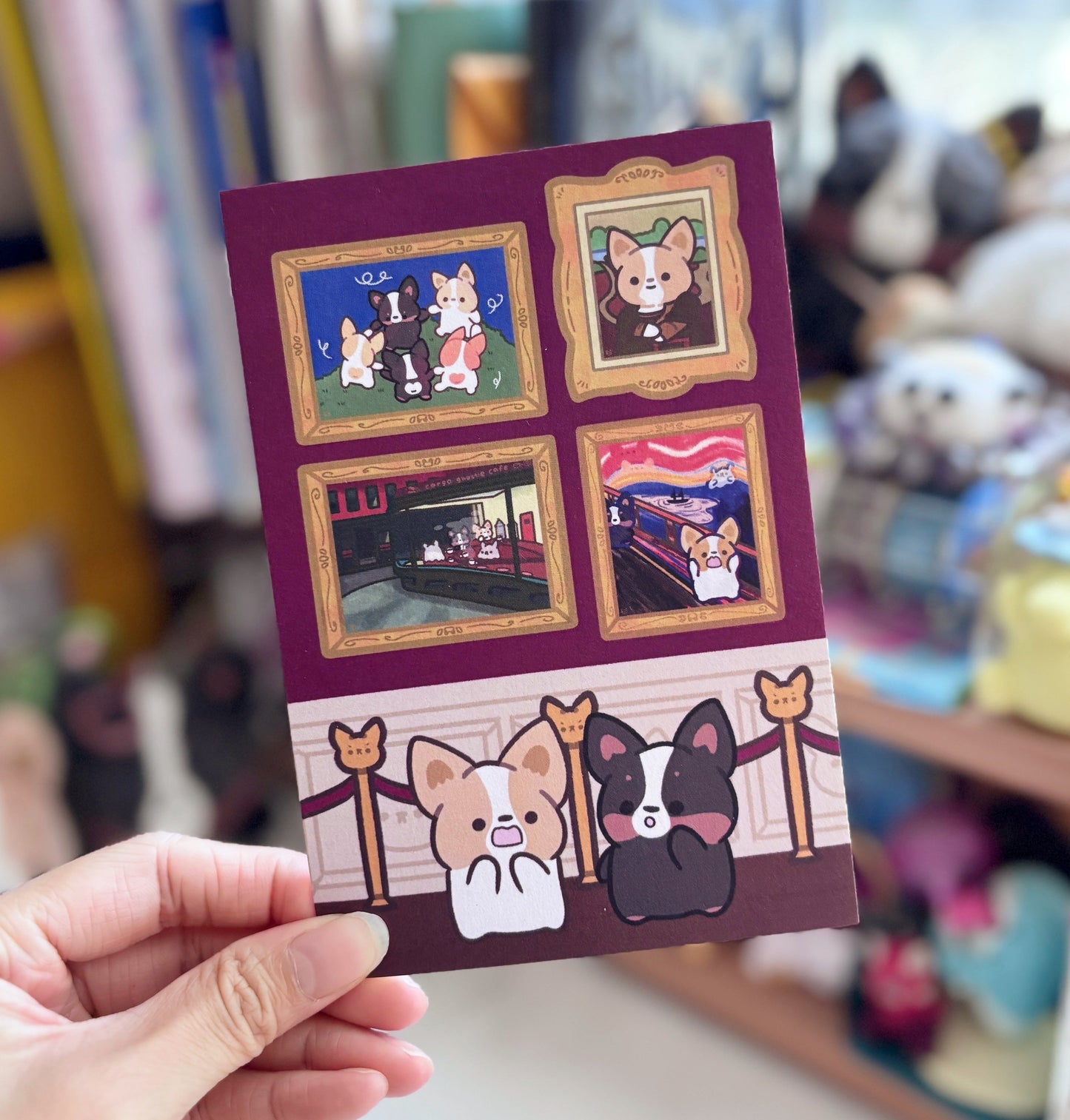 Corgi's Museum Outing Postcard Print