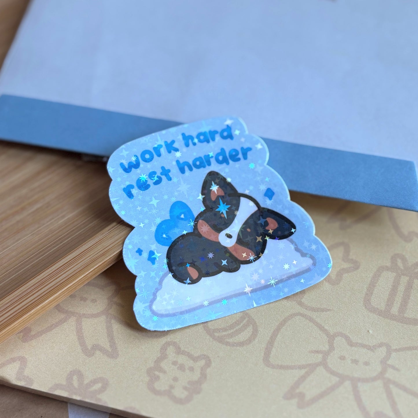 Work Hard Rest Harder Corgi Bro Fairy sticker