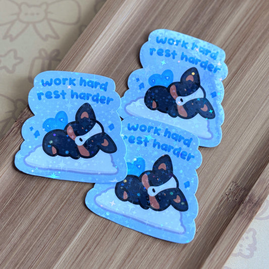Work Hard Rest Harder Corgi Bro Fairy sticker
