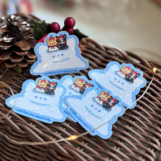 Sending Warm Hugs Christmas sticker