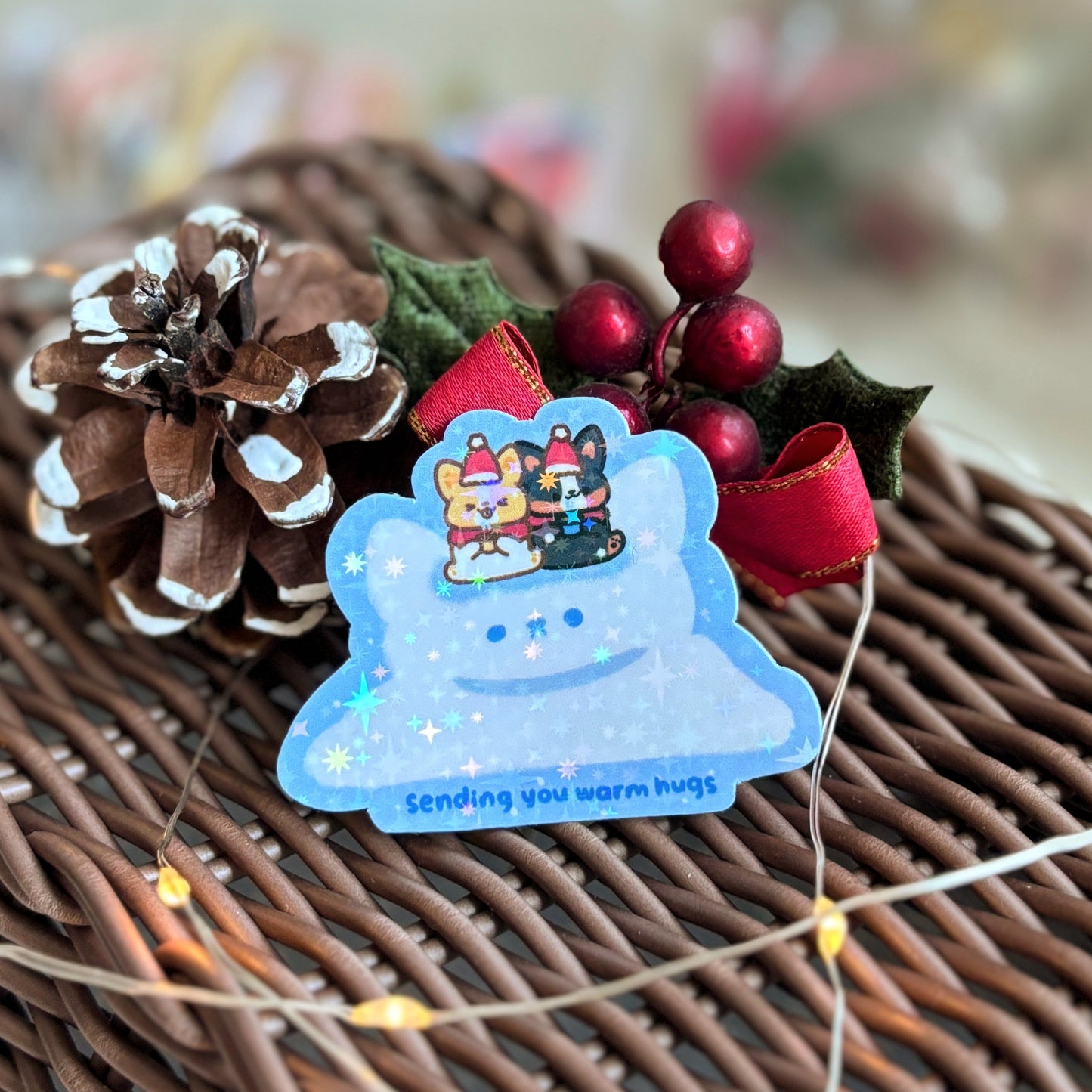 Sending Warm Hugs Christmas sticker