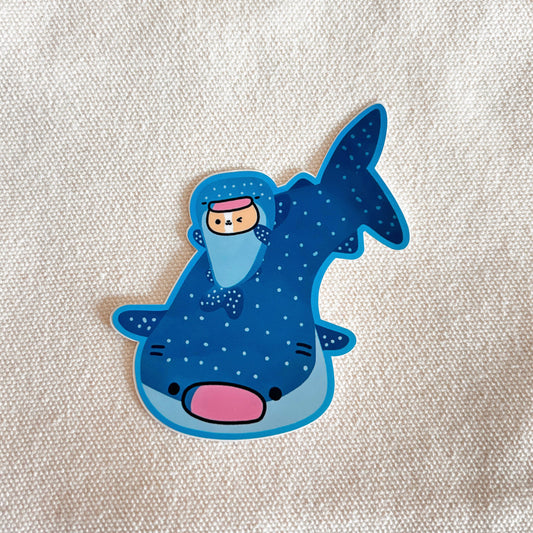 Whale Shark Corgi Large Vinyl Sticker