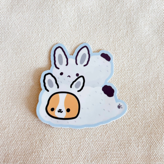 Sea Bunny & Corgi Large Vinyl Sticker