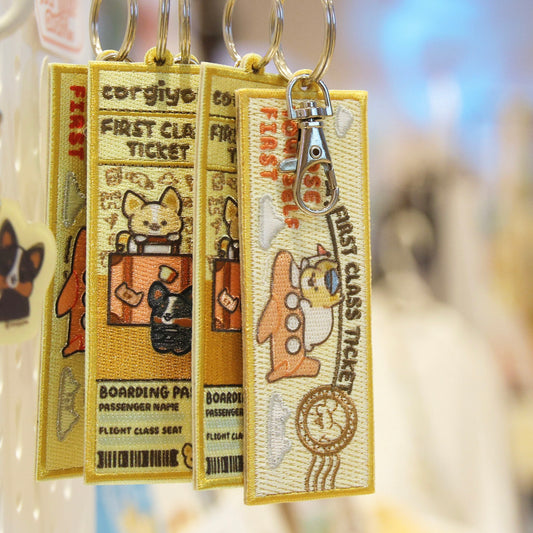 (Restocked!) First Class Ticket Embroidered Keychain