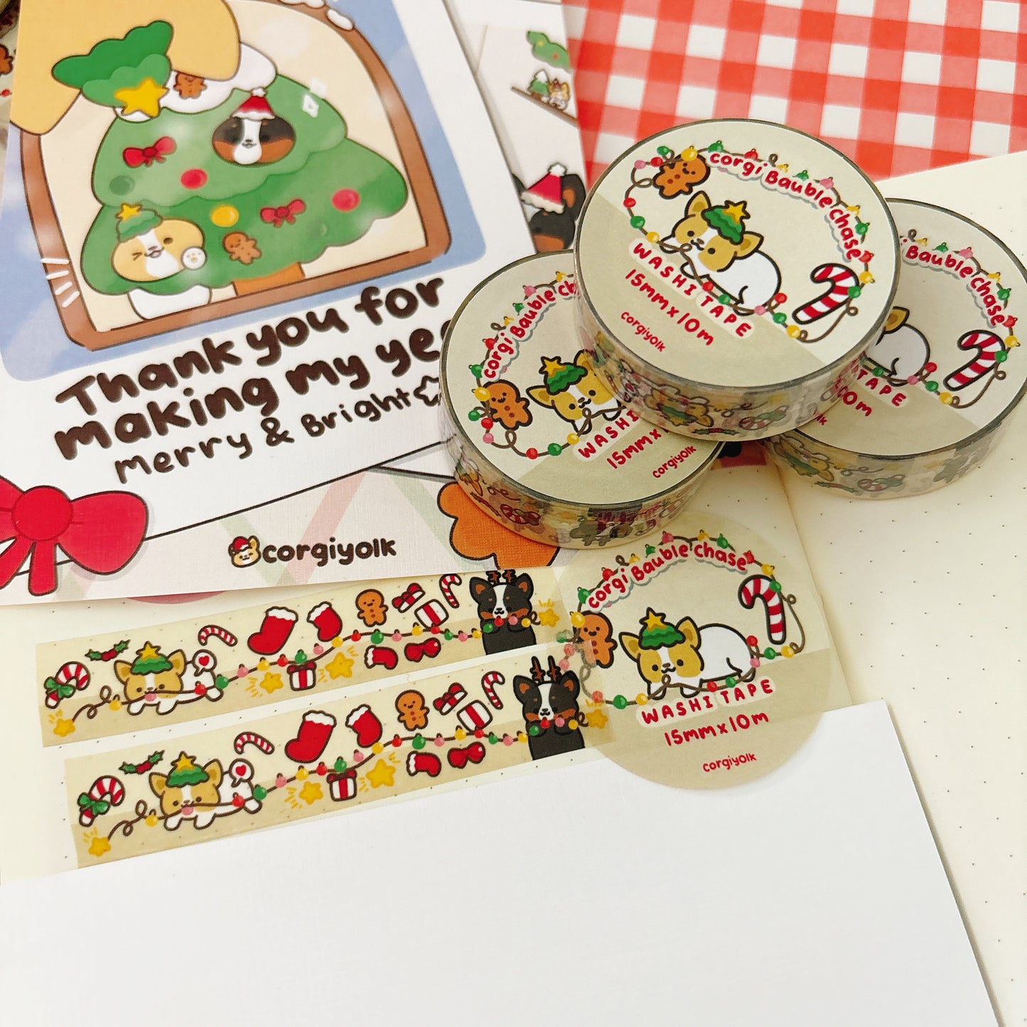 Corgi Bauble Chase Washi Tape (Limited run)