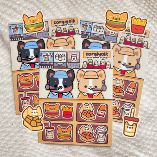 Corgi Fast Food Sticker Sheet