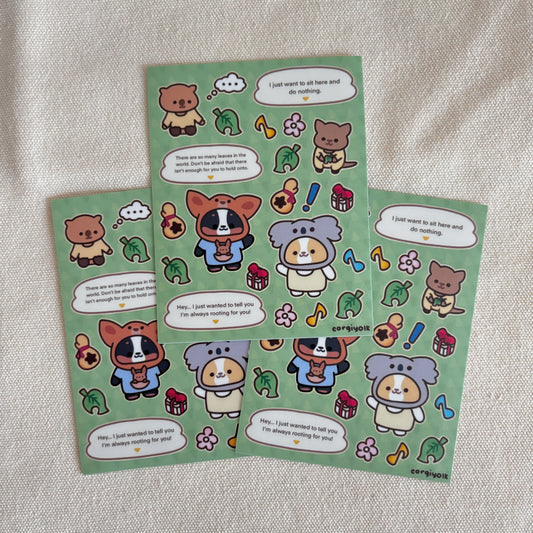 Corgi Crossing & Friends Sticker Sheet