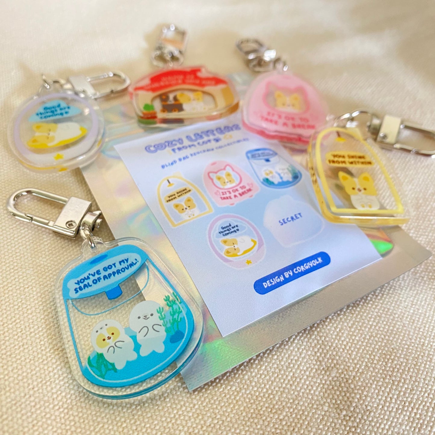 Cozy Letters from Corgi Blind Bag Keychains