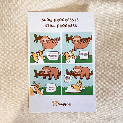 Sloth Slow Progress Is Still Progress Art Print