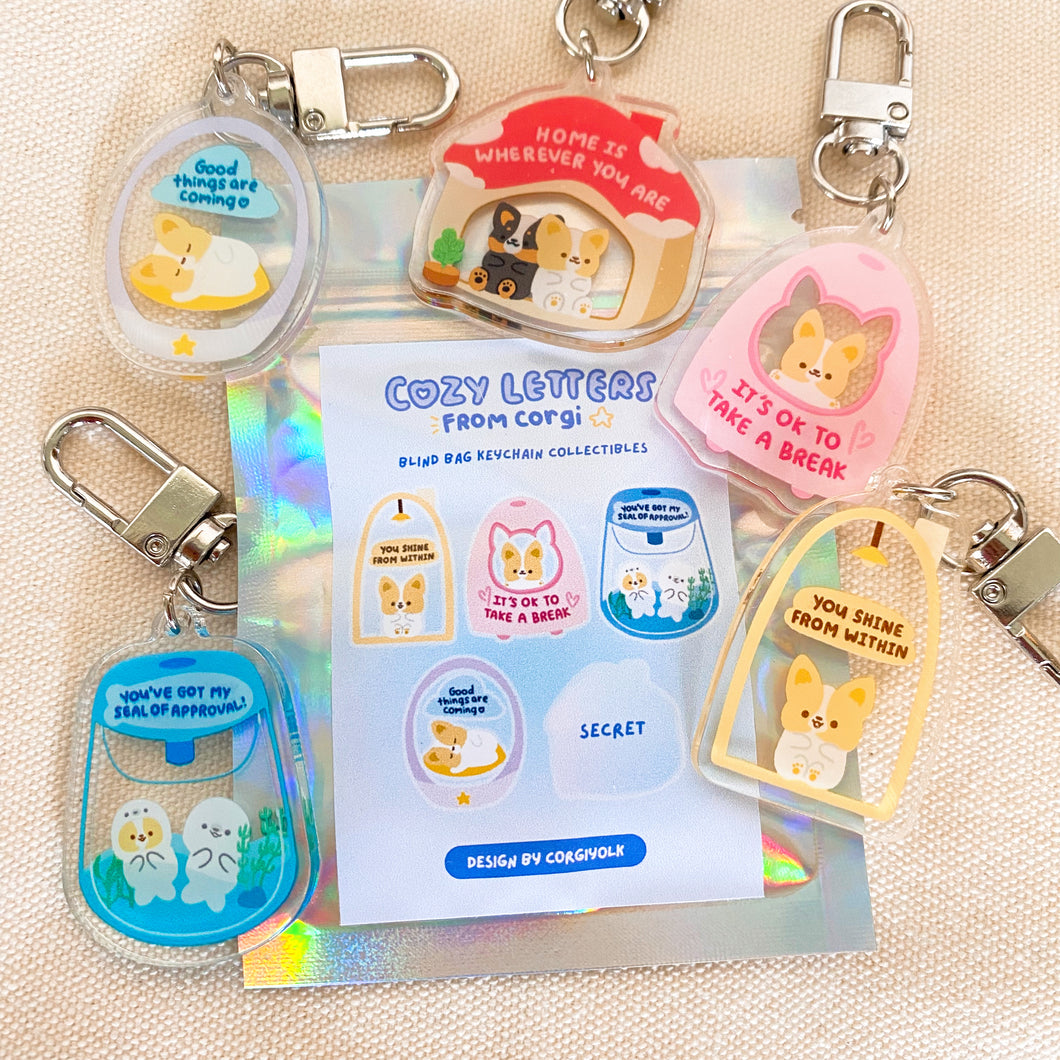 Cozy Letters from Corgi Blind Bag Keychains