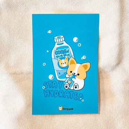 Stay Hydrated Corgi Art Print