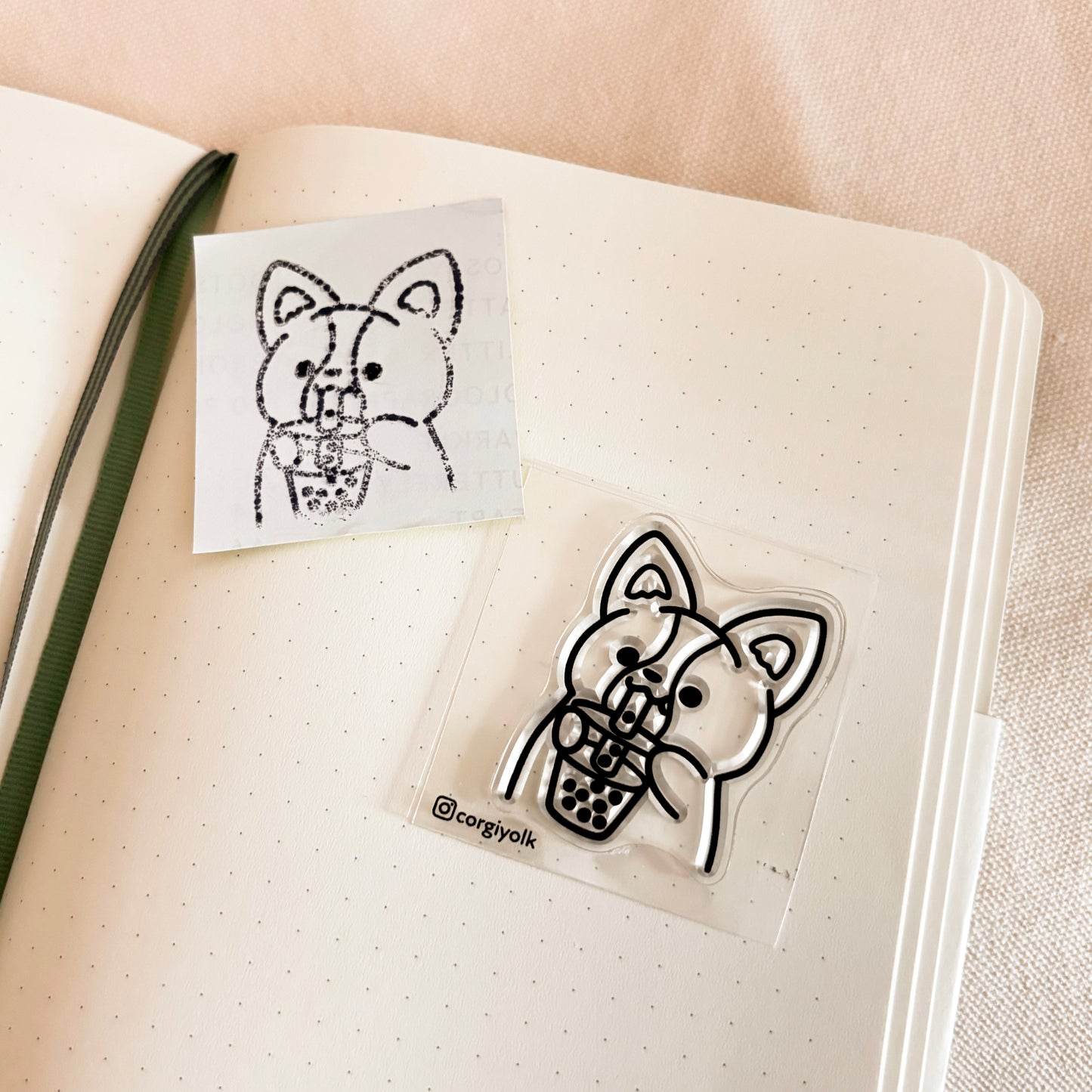 Corgiyolk Bubble Tea Rubber Clear Stamp