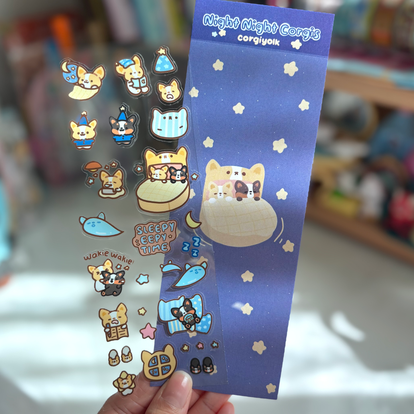 Night Night Sleepy Corgis Sticker Sheet