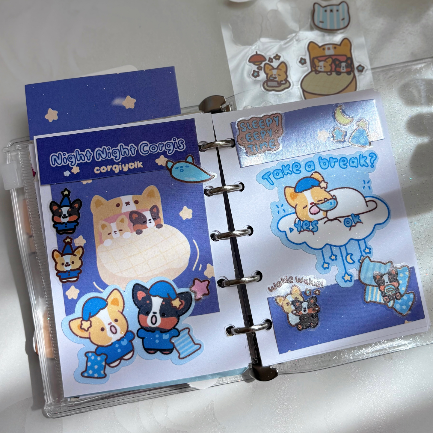 Night Night Sleepy Corgis Sticker Sheet