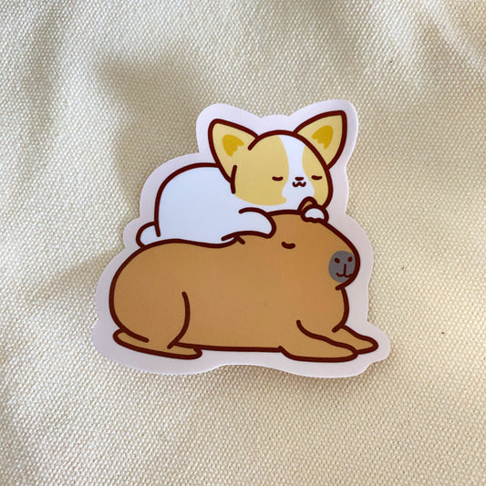 Capybara Corgi Vinyl Sticker